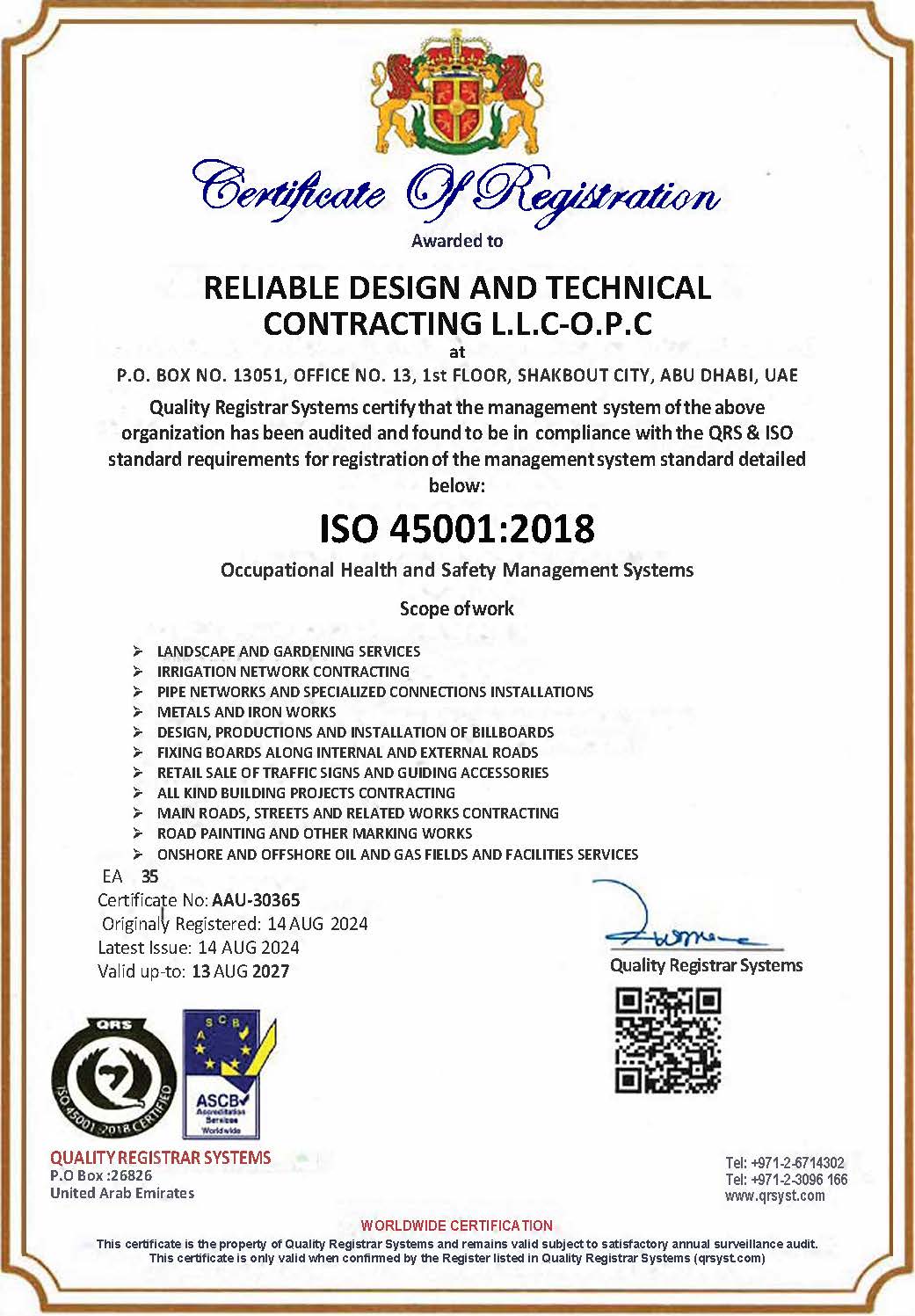 RDTC ISO45001Certificate Exp. 13.8.2027